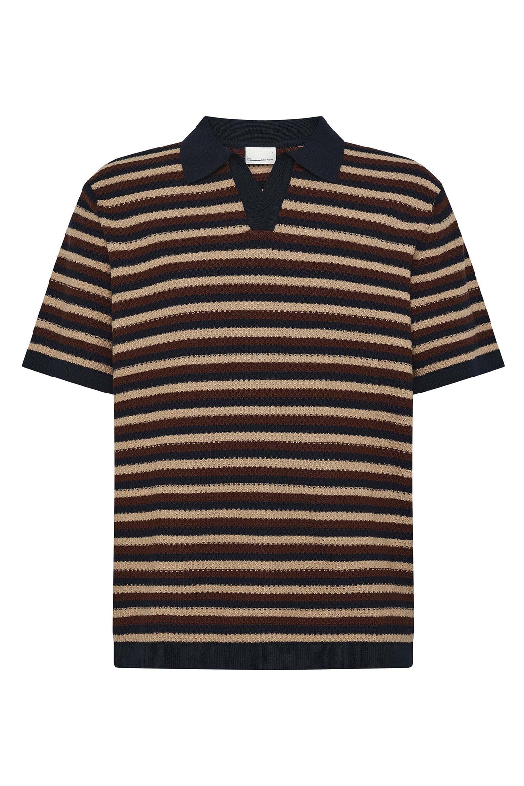 STRIPED Knitted Polo brown stripe KCA