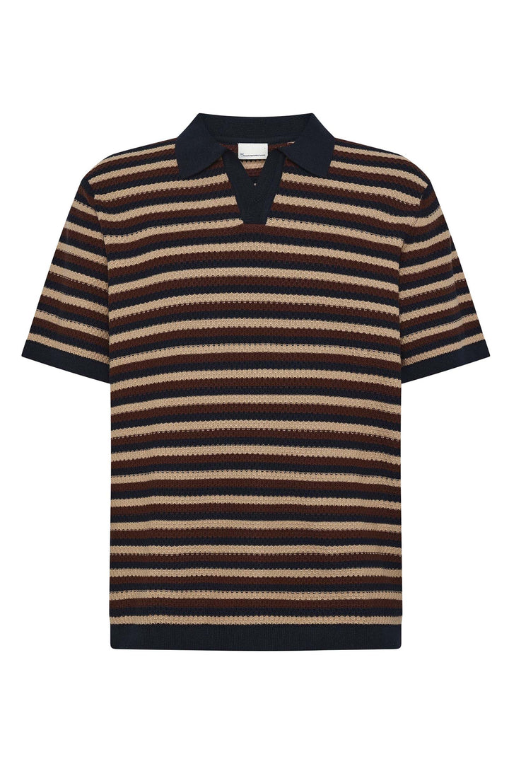 STRIPED Knitted Polo brown stripe KCA