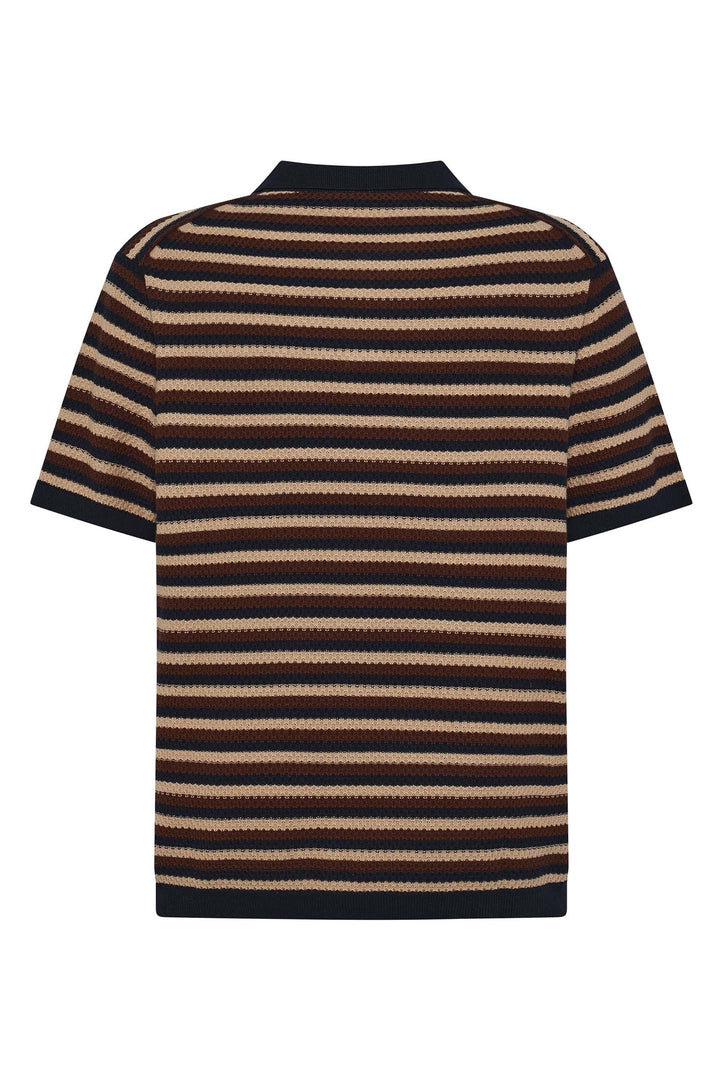 STRIPED Knitted Polo brown stripe KCA