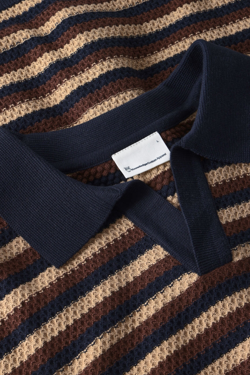 STRIPED Knitted Polo brown stripe KCA