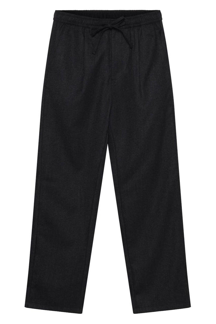 MERINO Fig Loose Wool Pants dark grey mel