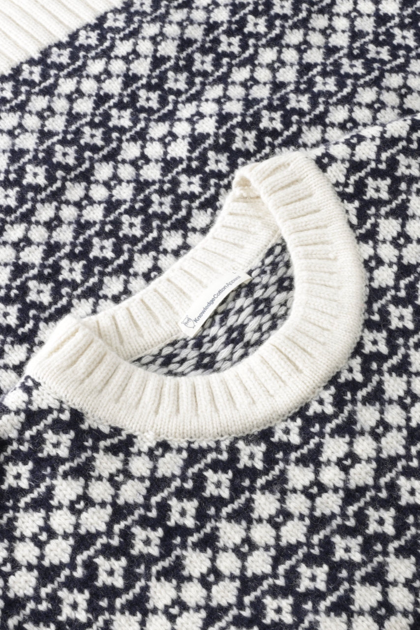 LAMBSWOOL Crew Neck Knit blue stripe