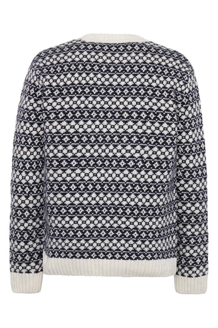 LAMBSWOOL Crew Neck Knit blue stripe