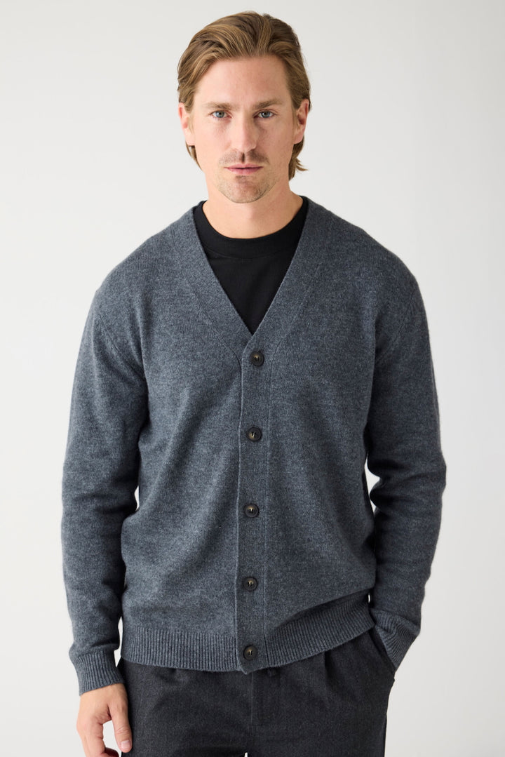 CASHMERE Cardigan Knit dark grey mel