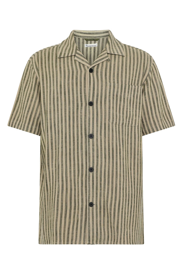 LINEN-MIX Shirt green stripe