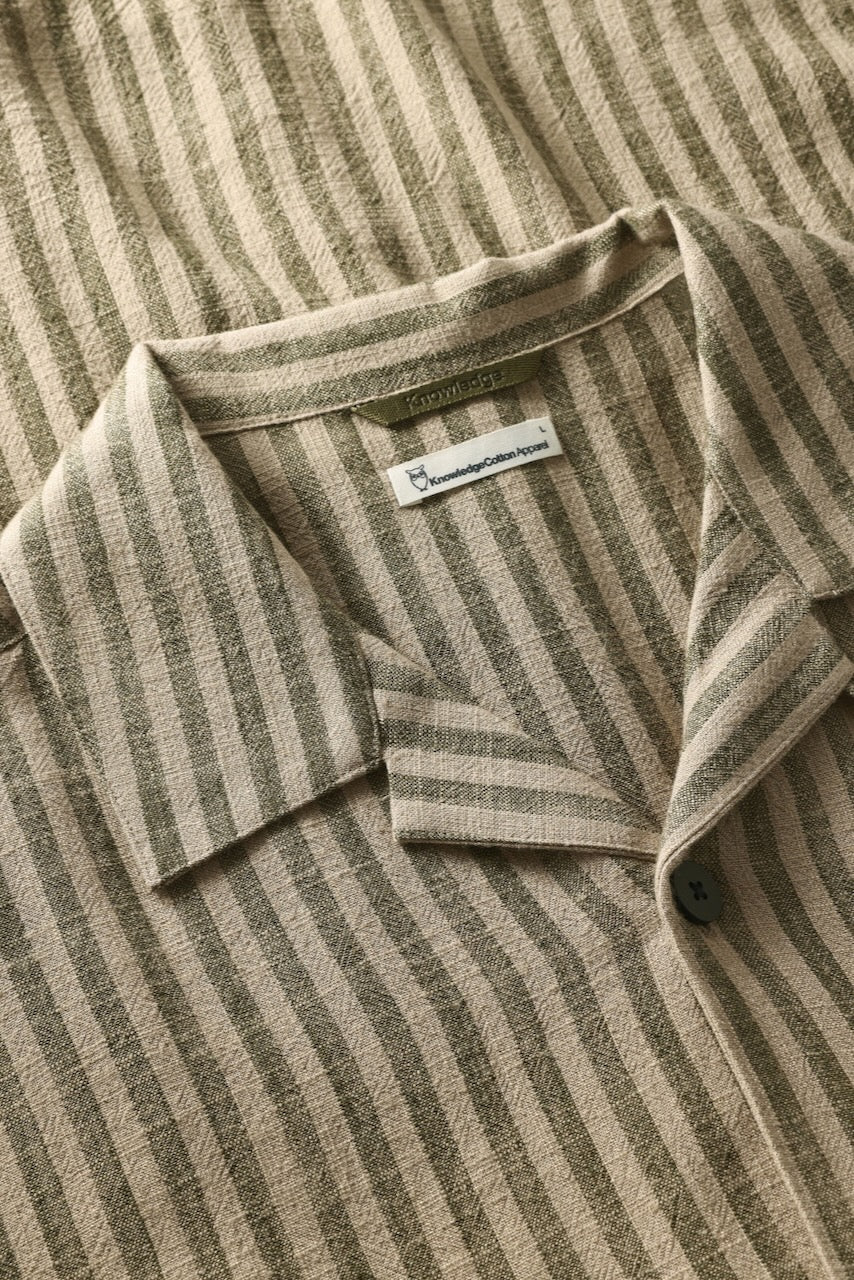 LINEN-MIX Shirt green stripe