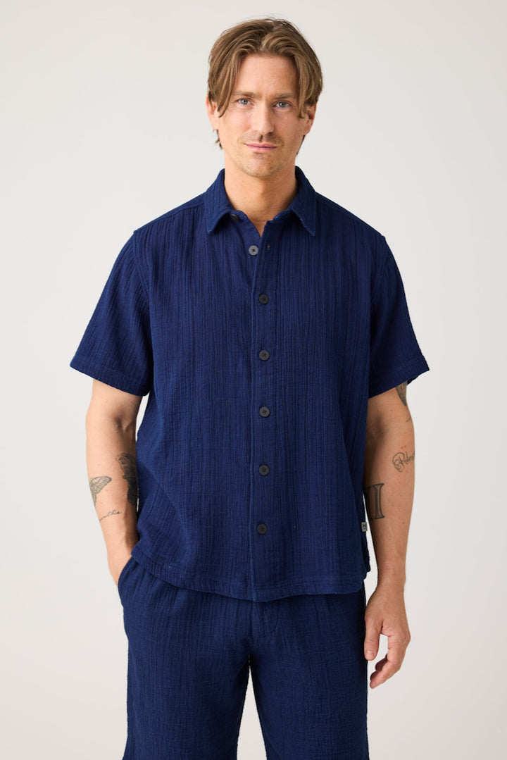 SHORT SLEEVE Dobby Shirt indigo KCA