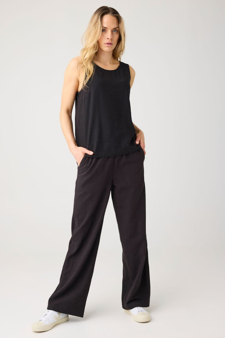 LINEN-MIX Top black jet KCA
