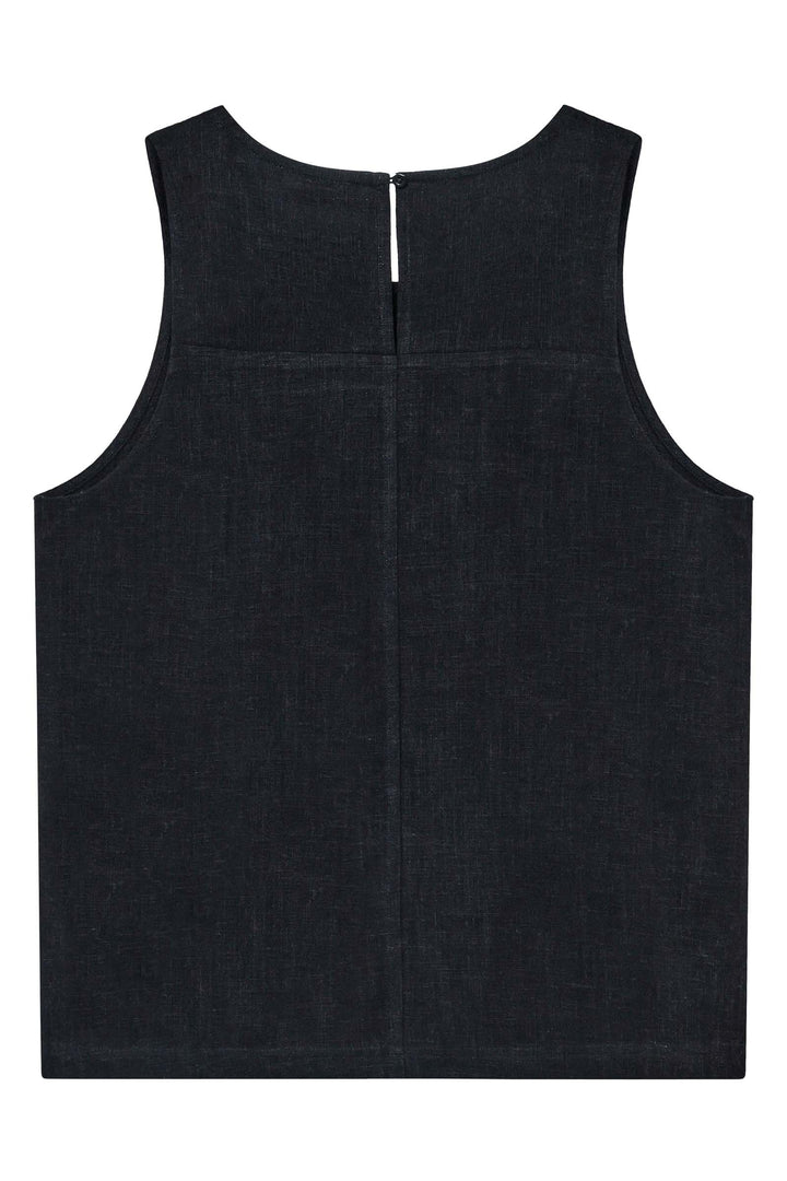 LINEN-MIX Top black jet KCA