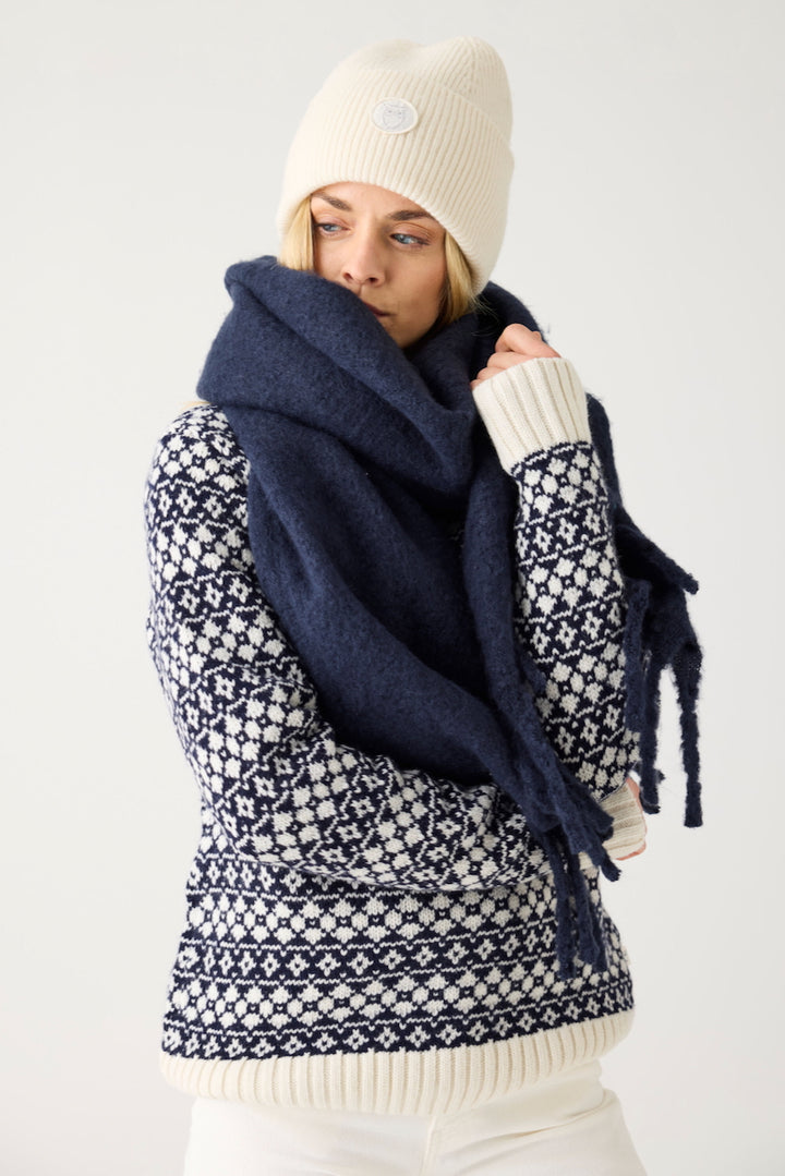 LAMBSWOOL Crew Neck Knit blue stripe