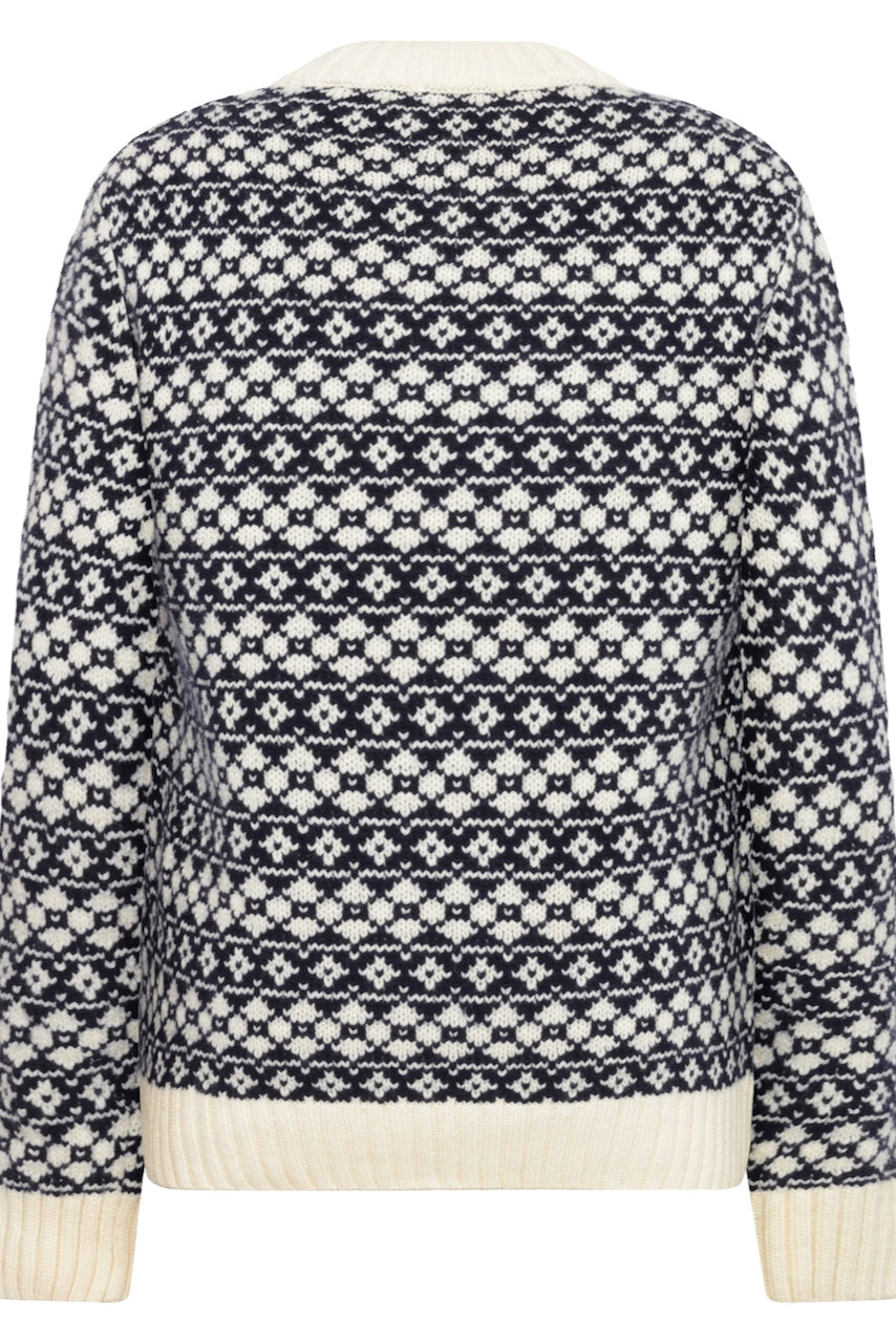 LAMBSWOOL Crew Neck Knit blue stripe