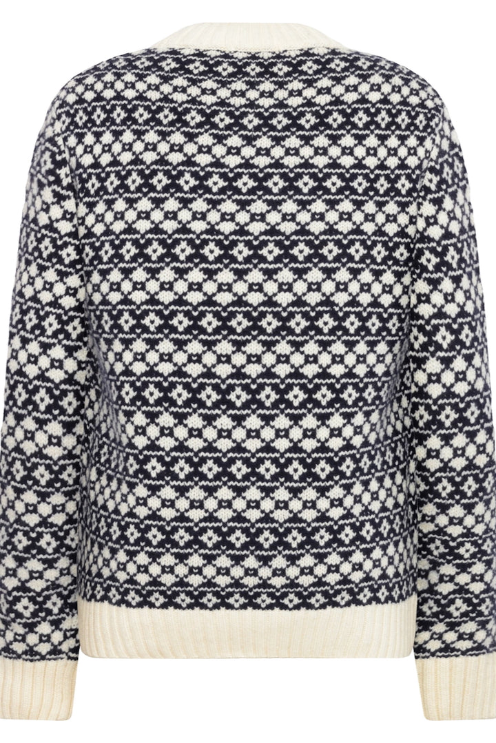 LAMBSWOOL Crew Neck Knit blue stripe