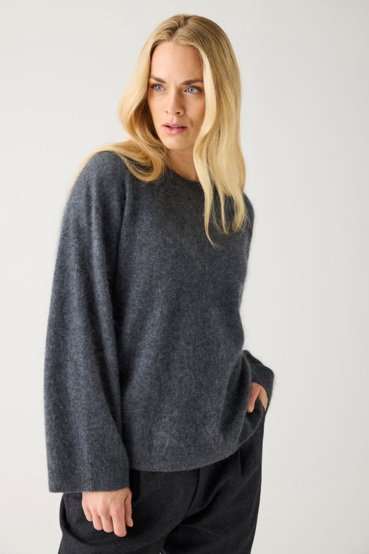 CASHMERE Crew Neck Knit dark grey mel