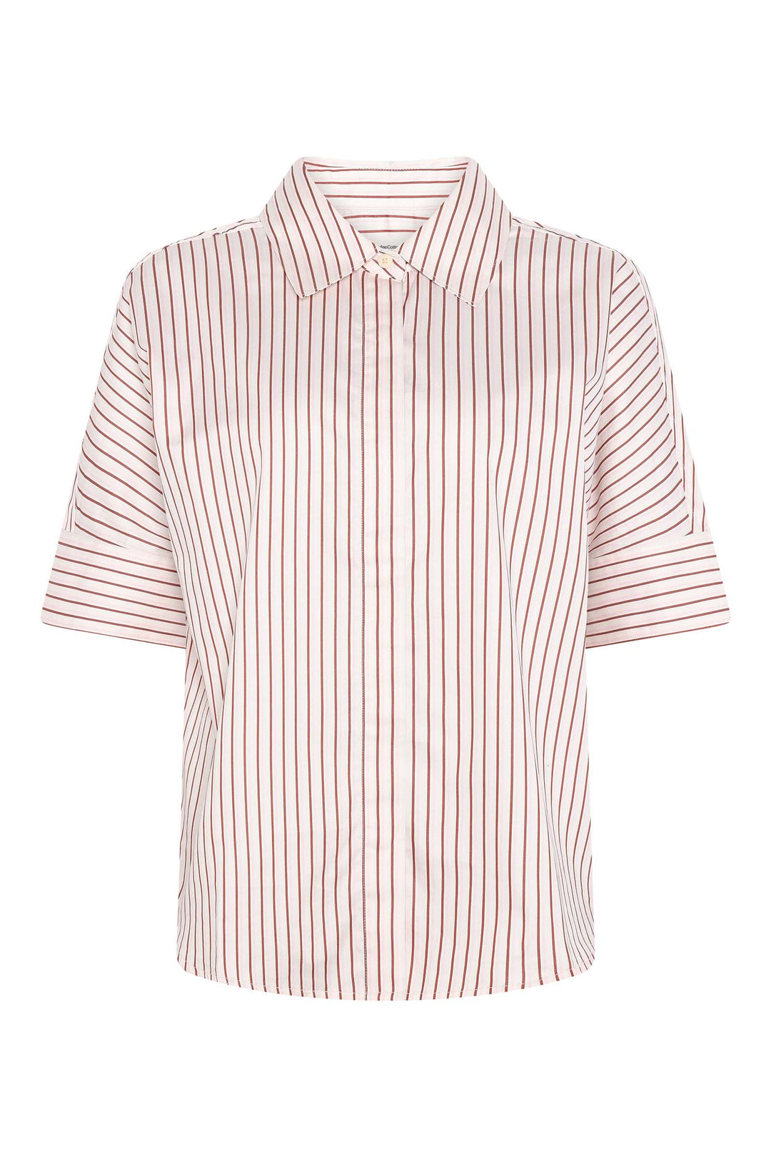 ISLET Satin Shirt red stripe