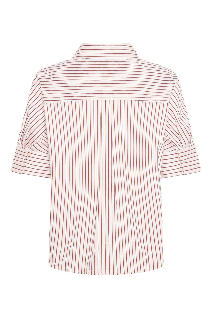 ISLET Satin Shirt red stripe