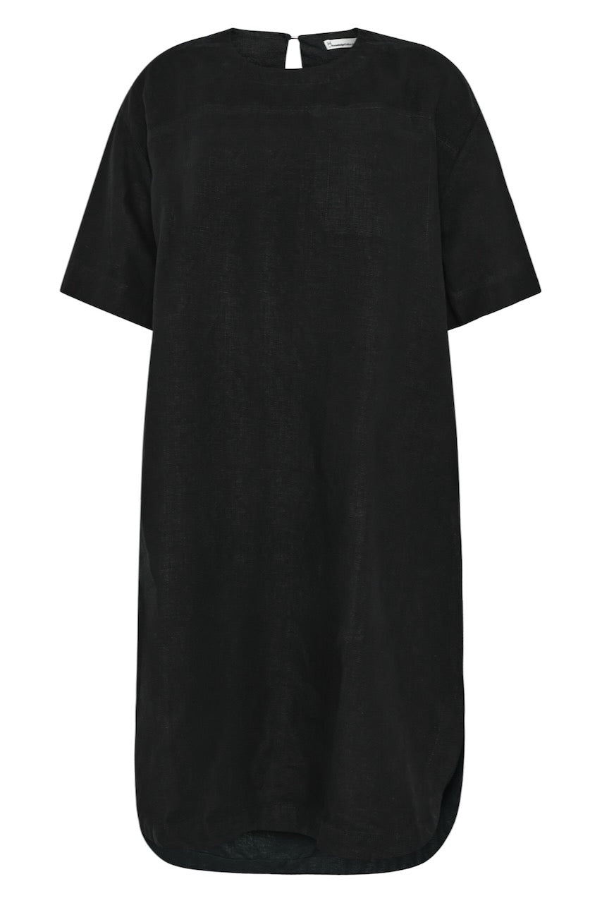 LINEN T-Shirt Dress black jet