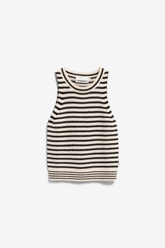 STRIPE Knit Top undyed black