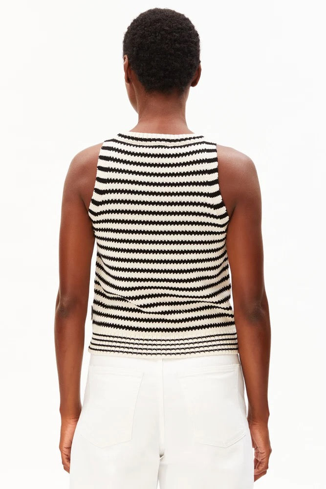 STRIPE Knit Top undyed black