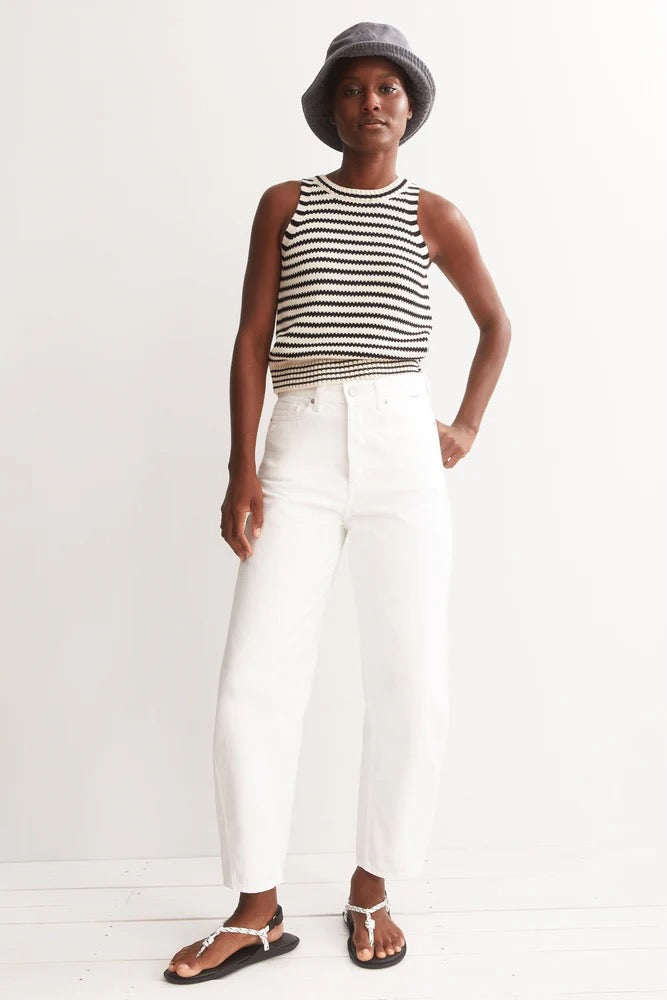 STRIPE Knit Top undyed black