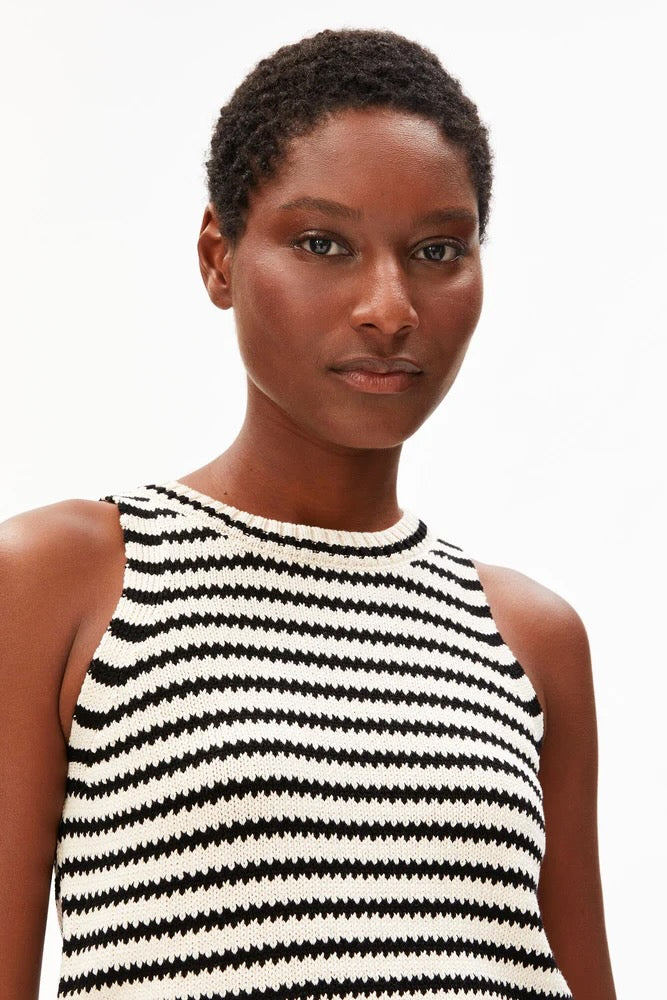 STRIPE Knit Top undyed black