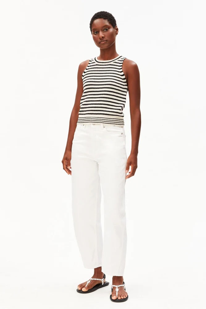 STRIPE Knit Top undyed black