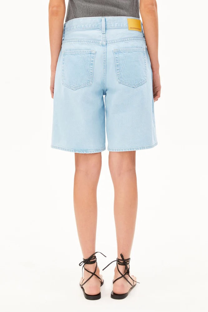 THALINAA Mid Waist Denim Shorts barrea