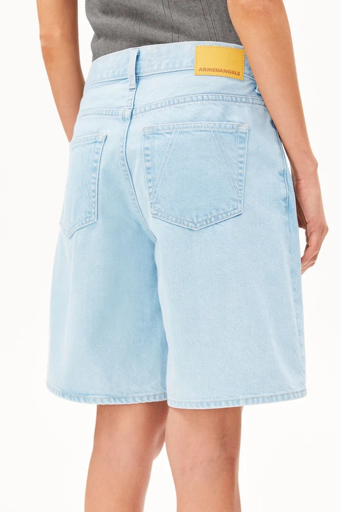 THALINAA Mid Waist Denim Shorts barrea
