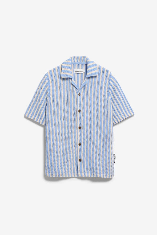 STRIPED Knit Poloshirt pure wedgwood