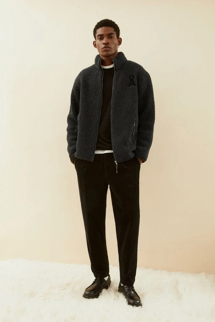 WOLL-MIX Fleece Jacke steel melange