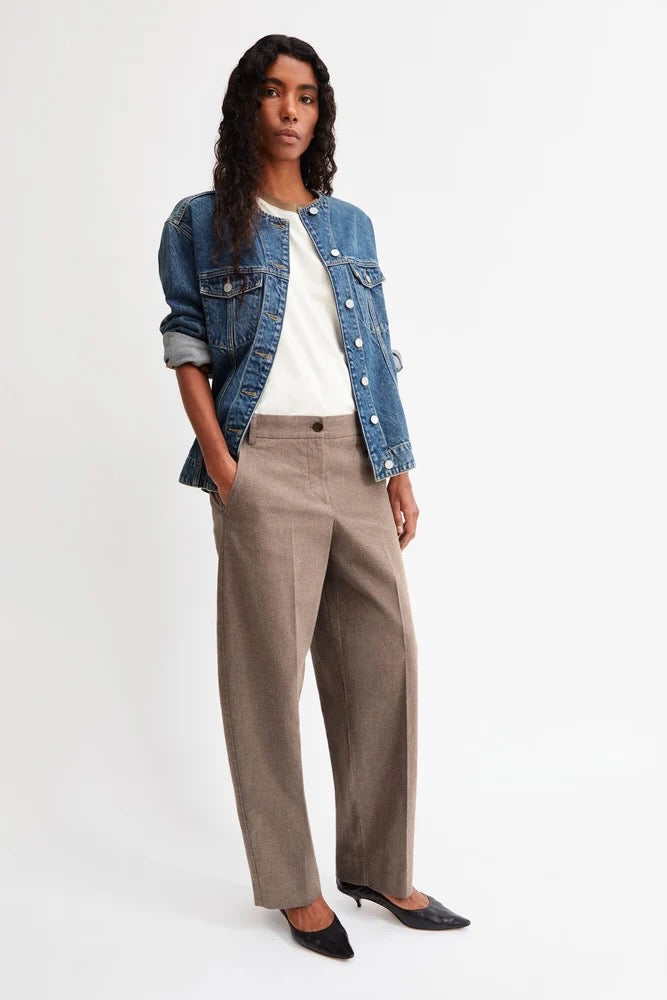 HERRINGBONE Barrel Leg Pant claystone soft nougat