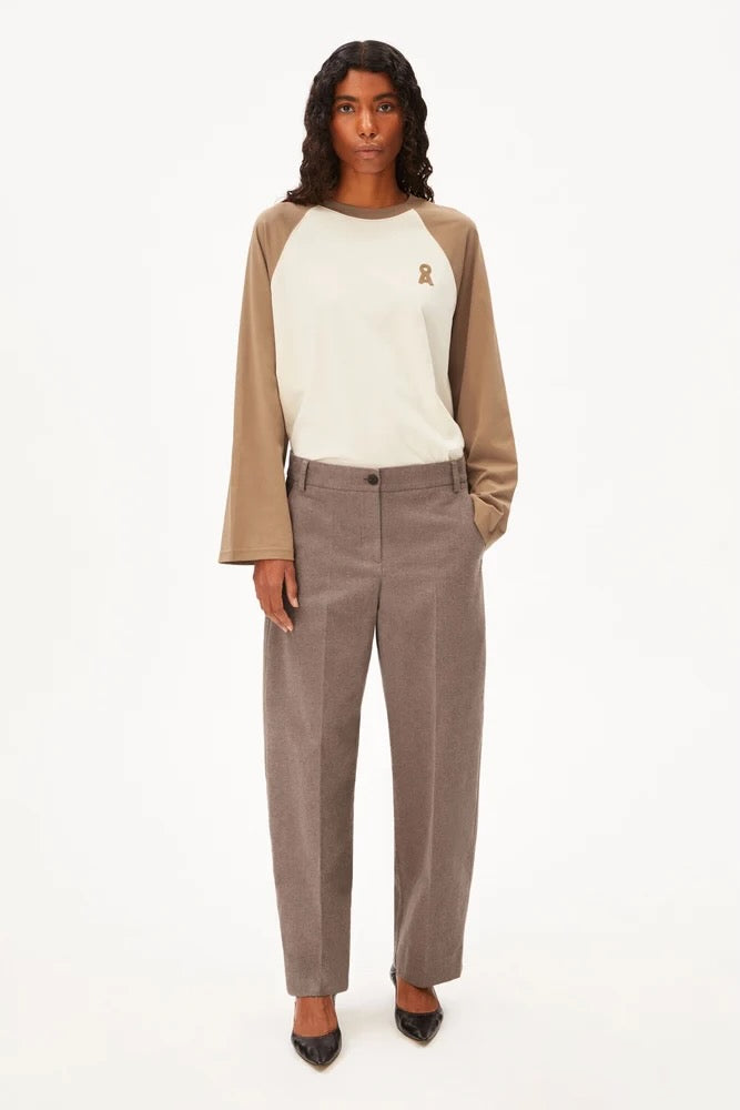 HERRINGBONE Barrel Leg Pant claystone soft nougat