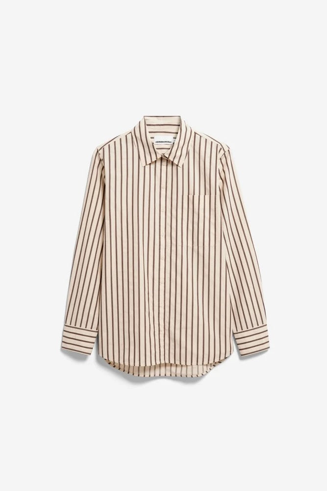 STRIPE Loose Shirt Blouse oatmilk claystone