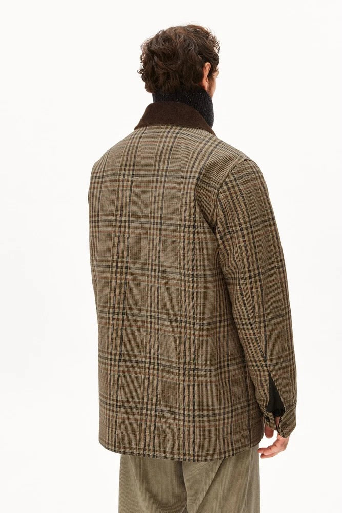 CHECK Wool Blend Coat claystone