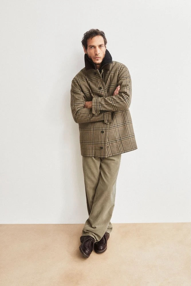 CHECK Wool Blend Coat claystone