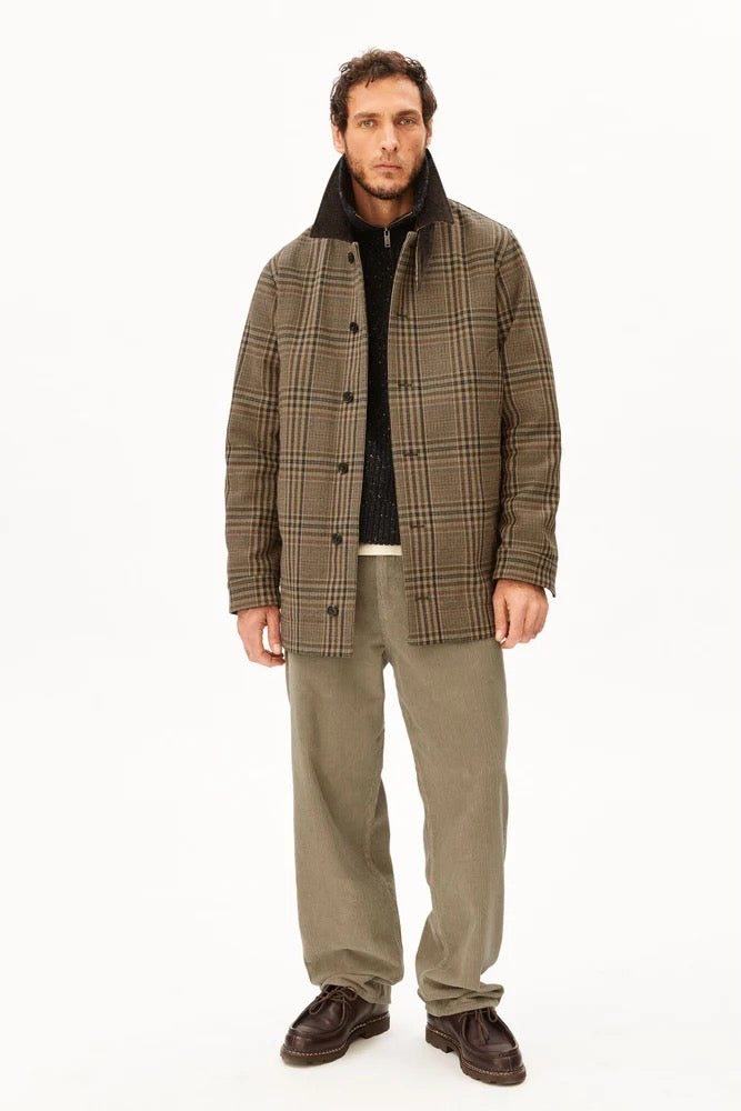 CHECK Wool Blend Coat claystone