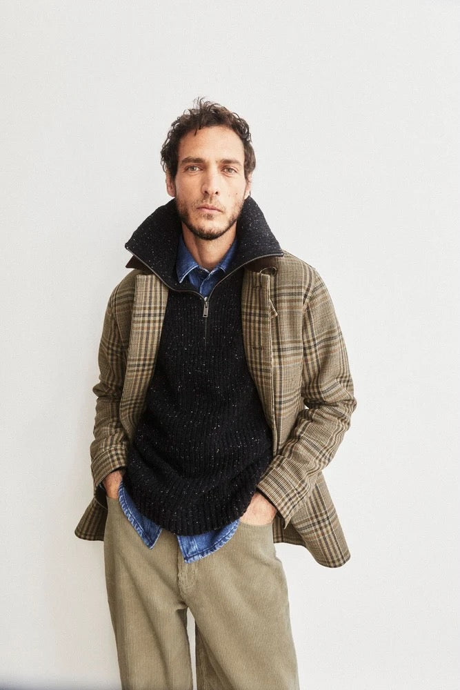 CHECK Wool Blend Coat claystone
