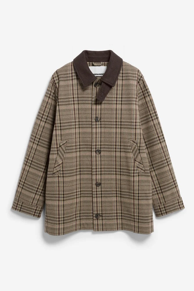 CHECK Wool Blend Coat claystone