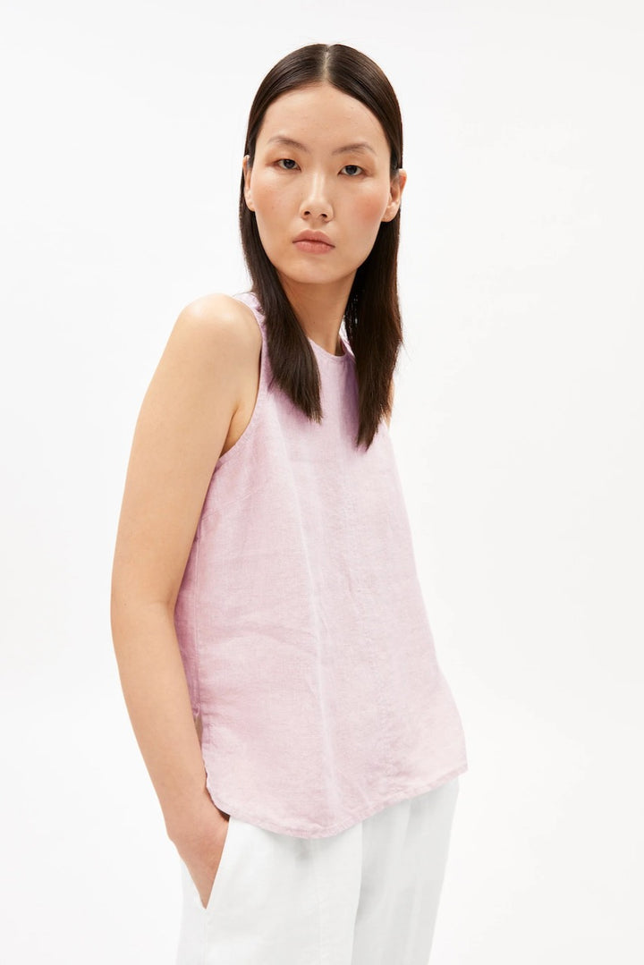 PURE LINEN Blouse Top pink mist