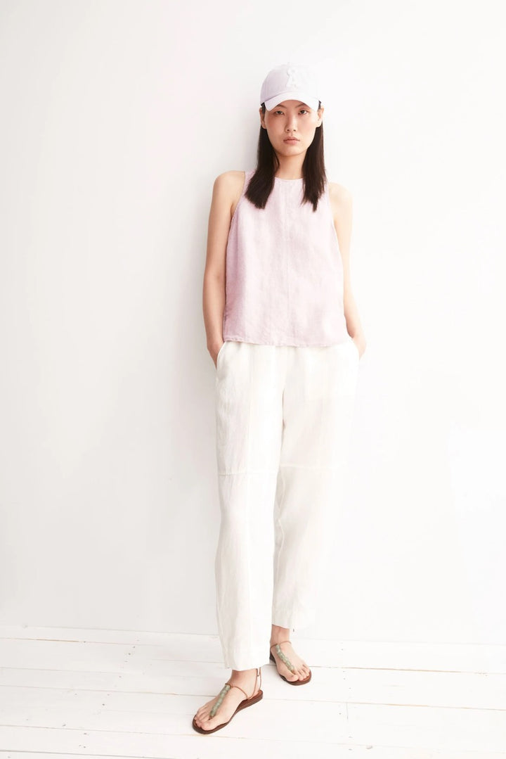 PURE LINEN Blouse Top pink mist
