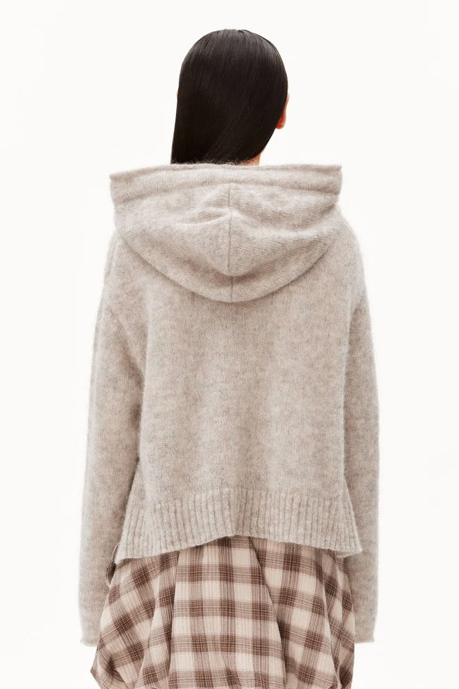 MOHAIR Blend Knit Hoody honey melange