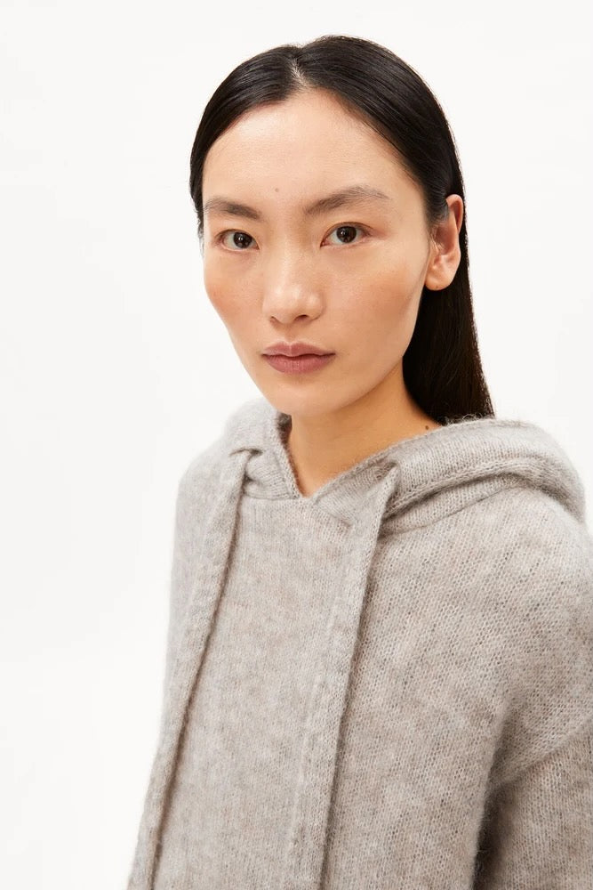 MOHAIR Blend Knit Hoody honey melange