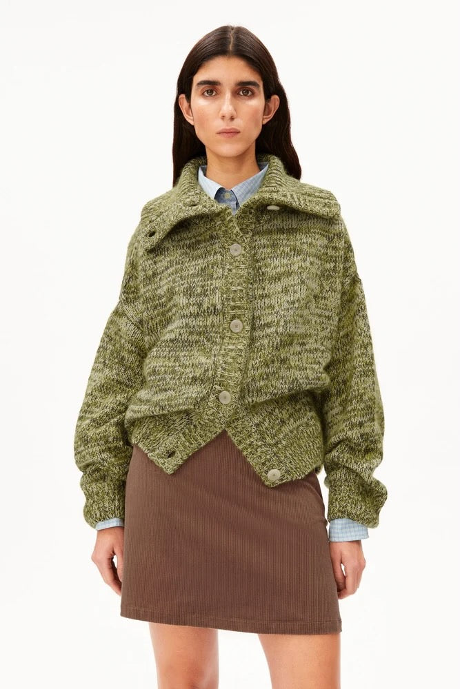 MOULINÉ Brushed Knit Cardigan oatmilk mosslace