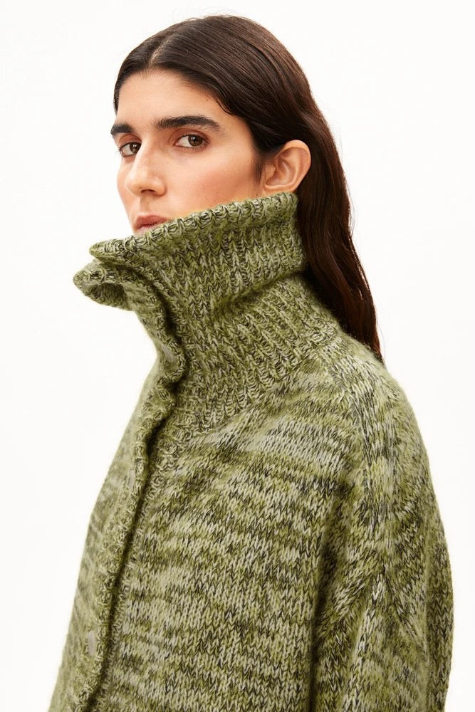 MOULINÉ Brushed Knit Cardigan oatmilk mosslace