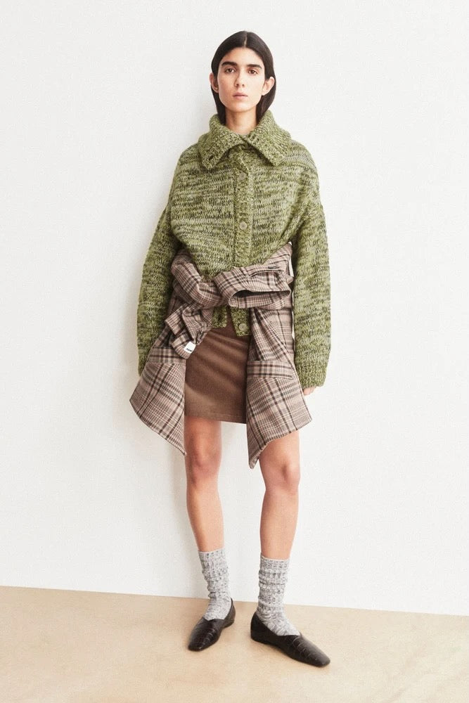 MOULINÉ Brushed Knit Cardigan oatmilk mosslace
