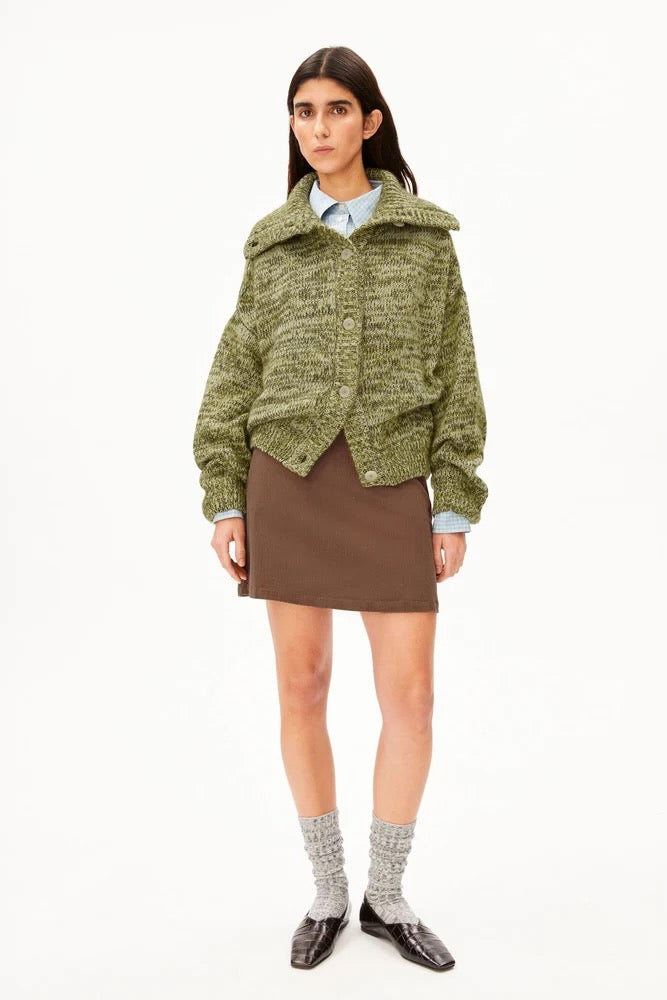 MOULINÉ Brushed Knit Cardigan oatmilk mosslace