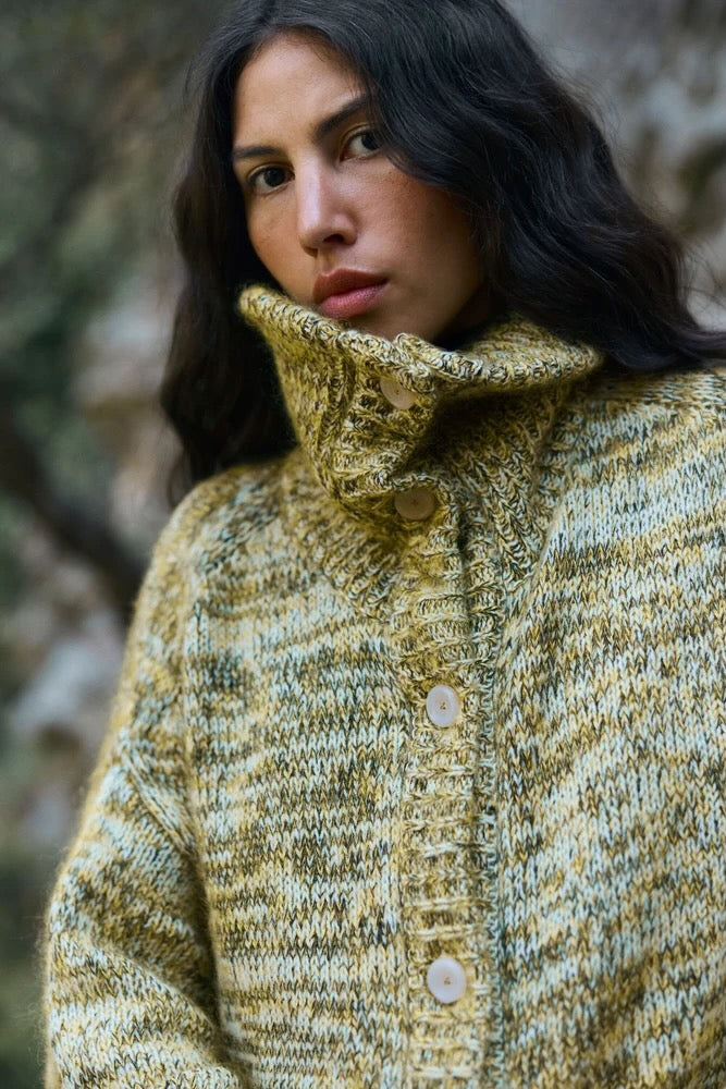 MOULINÉ Brushed Knit Cardigan oatmilk mosslace