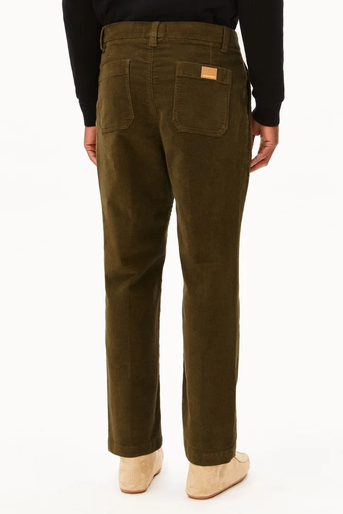 TAAMIR Corduroy Pleated Pant dark earth