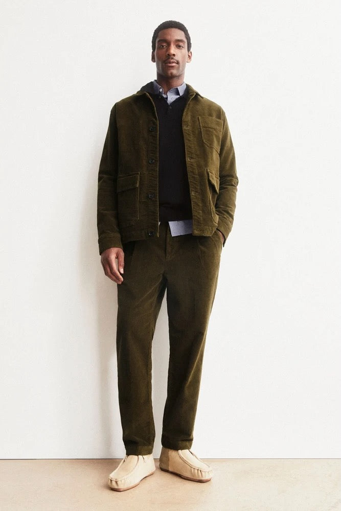 TAAMIR Corduroy Pleated Pant dark earth