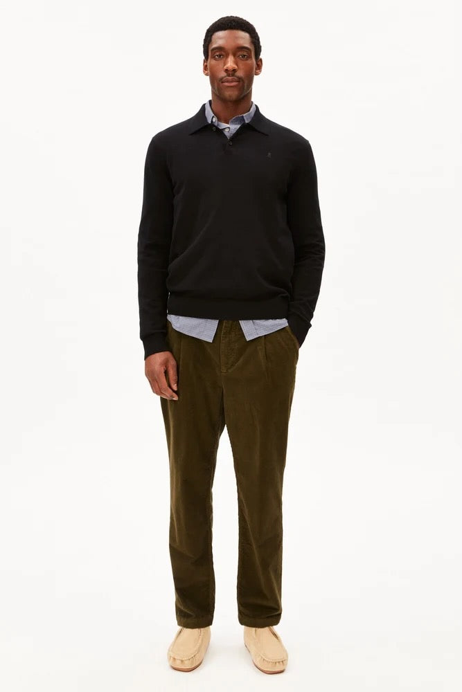 TAAMIR Corduroy Pleated Pant dark earth