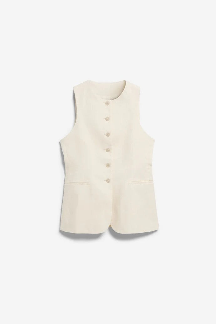 LANGE Leinen-Mix Weste undyed